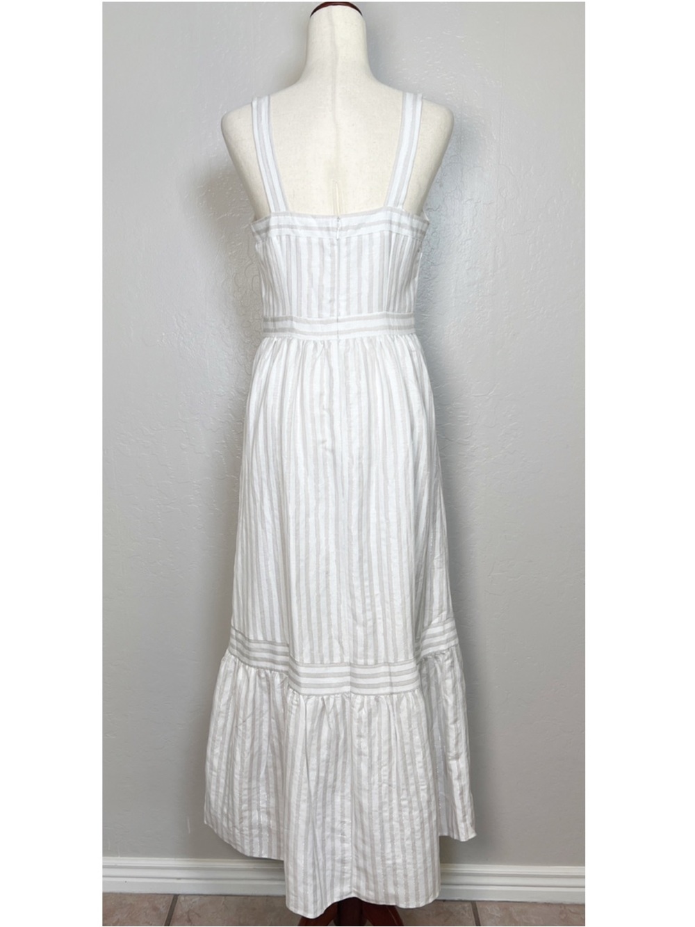 LOFT White and Light Gray Striped Maxi Dress - Picture 4 of 12